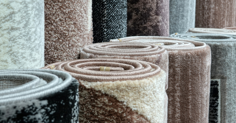Polypropylene rugs in the store